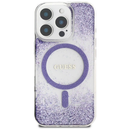 Etui Guess HC Resin Bottom Glitter do Apple iPhone 16 Pro MagSafe fioletowy