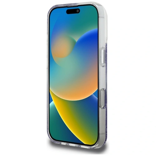 Etui Guess HC Resin Bottom Glitter do Apple iPhone 16 Pro MagSafe fioletowy