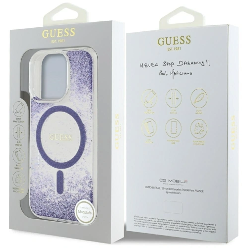 Etui Guess HC Resin Bottom Glitter do Apple iPhone 16 Pro MagSafe fioletowy