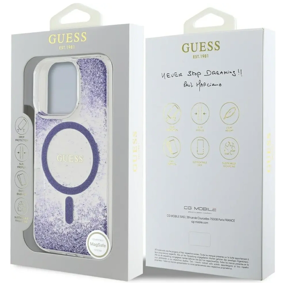 Hurtownia GSM - Etui Guess HC Resin Bottom Glitter do Apple iPhone 16 Pro MagSafe fialová - GUE4335 - {ean13} - Hurt