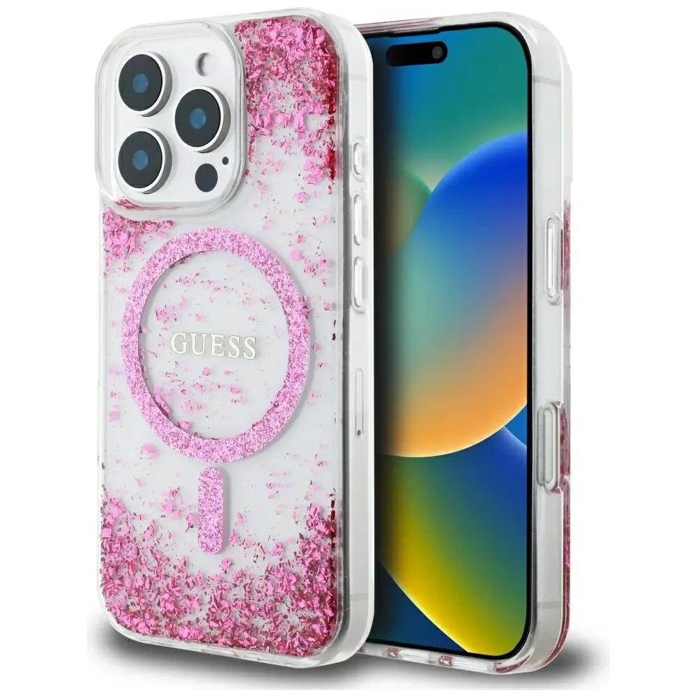 Hurtownia GSM - Etui Guess HC Resin Bottom Glitter do Apple iPhone 16 Pro MagSafe růžové - GUE4336 - {ean13} - Hurt