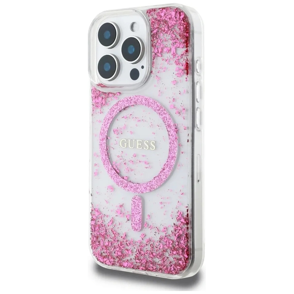 Hurtownia GSM - Etui Guess HC Resin Bottom Glitter do Apple iPhone 16 Pro MagSafe růžové - GUE4336 - {ean13} - Hurt