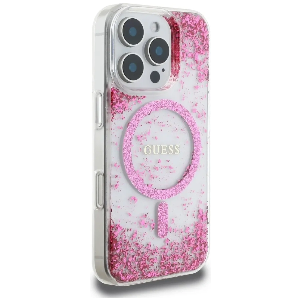 Hurtownia GSM - Etui Guess HC Resin Bottom Glitter do Apple iPhone 16 Pro MagSafe růžové - GUE4336 - {ean13} - Hurt