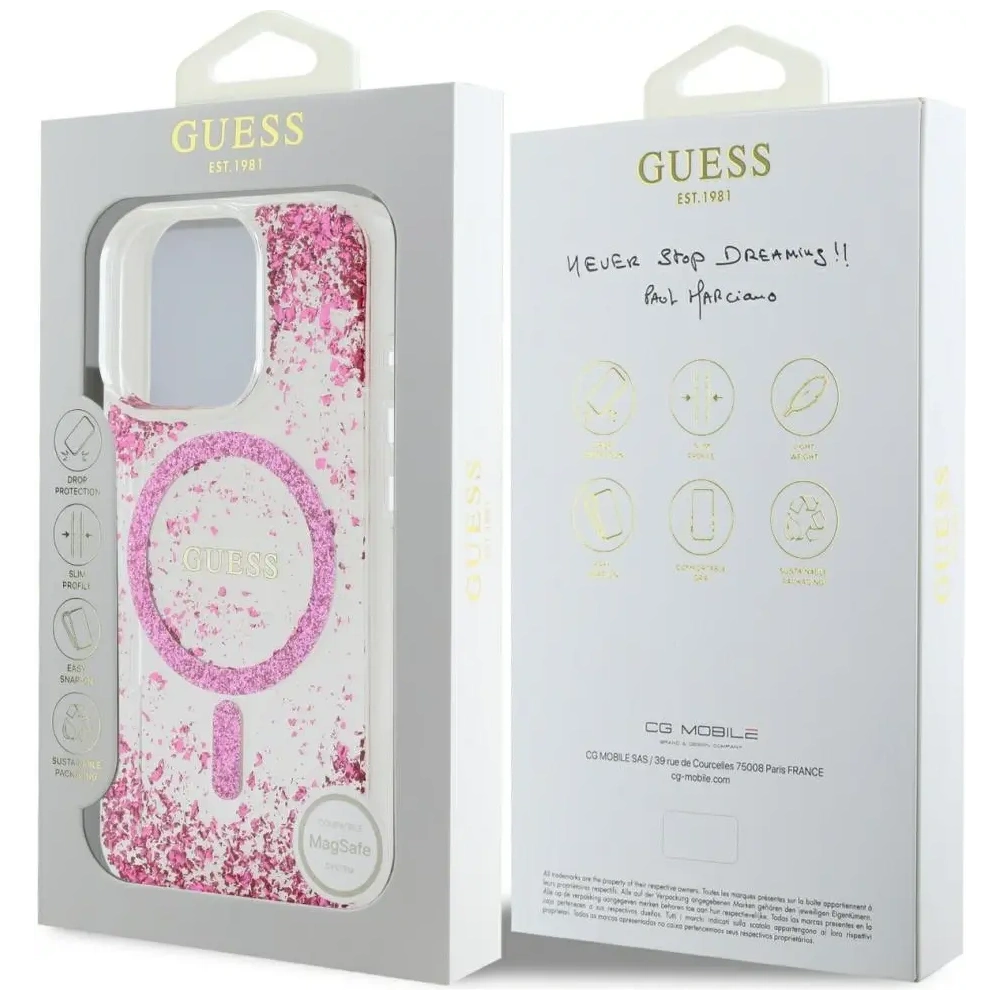 Hurtownia GSM - Etui Guess HC Resin Bottom Glitter do Apple iPhone 16 Pro MagSafe růžové - GUE4336 - {ean13} - Hurt
