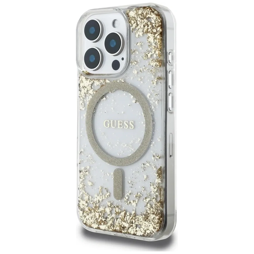 Hurtownia GSM - Etui Guess HC Resin Bottom Glitter do Apple iPhone 16 Pro MagSafe zlaté - GUE4337 - {ean13} - Hurt