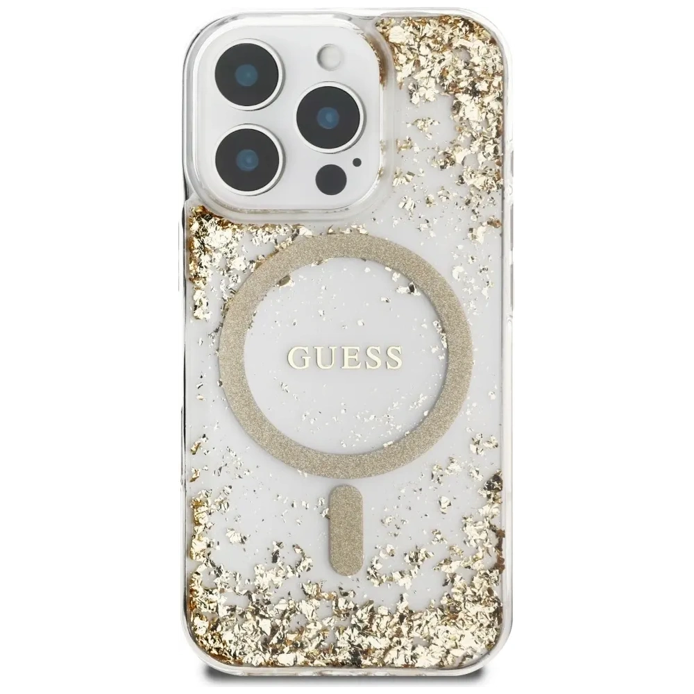 Wholesale Guess HC Resin Bottom Glitter Apple iPhone 16 Pro MagSafe gold - GUE4337 - {ean13} - Hurt