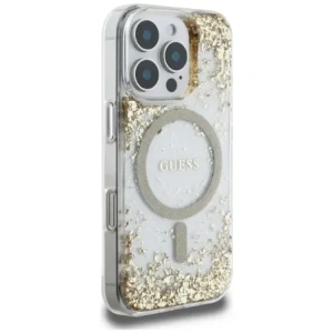 Etui Guess HC Resin Bottom Glitter do Apple iPhone 16 Pro MagSafe złoty