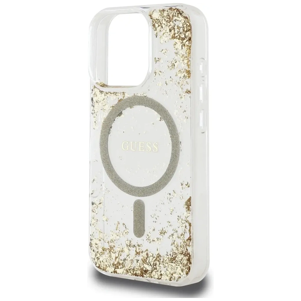 Wholesale Guess HC Resin Bottom Glitter Apple iPhone 16 Pro MagSafe gold - GUE4337 - {ean13} - Hurt