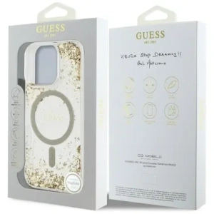 Etui Guess HC Resin Bottom Glitter do Apple iPhone 16 Pro MagSafe złoty
