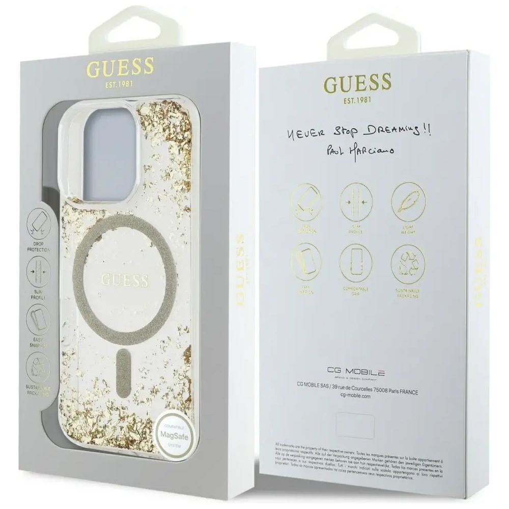 Hurtownia GSM - Etui Guess HC Resin Bottom Glitter do Apple iPhone 16 Pro MagSafe zlaté - GUE4337 - {ean13} - Hurt