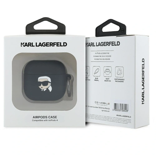 Etui Karl Lagerfeld KLA4RUNIKK Apple AirPods 4 cover Silicone Karl Head 3D czarny/black