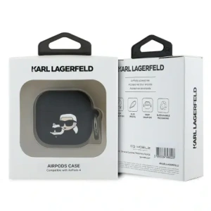 Hurtownia GSM - Karl Lagerfeld KLA4RUNKCHK Apple AirPods 4 Hülle Silikon Karl&Chaupette Kopf 3D schwarz - KLD21930 - {ean13} - Hurt