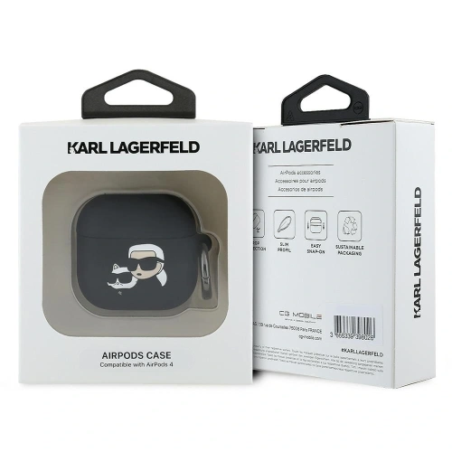 Etui Karl Lagerfeld KLA4RUNKCHK Apple AirPods 4 cover Silicone Karl&Chaupette Head 3D czarny/black