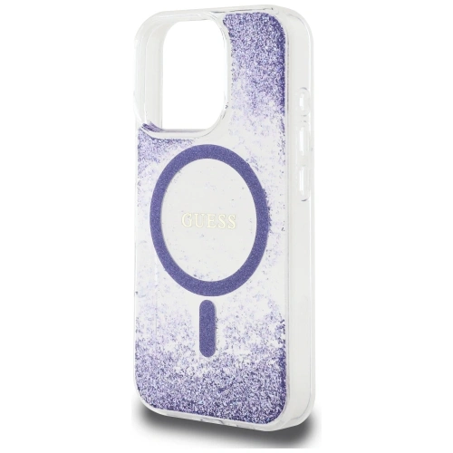 Etui Guess HC Resin Bottom Glitter do Apple iPhone 16 Pro Max MagSafe fioletowy
