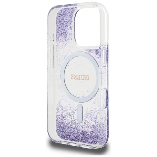 Etui Guess HC Resin Bottom Glitter do Apple iPhone 16 Pro Max MagSafe fioletowy