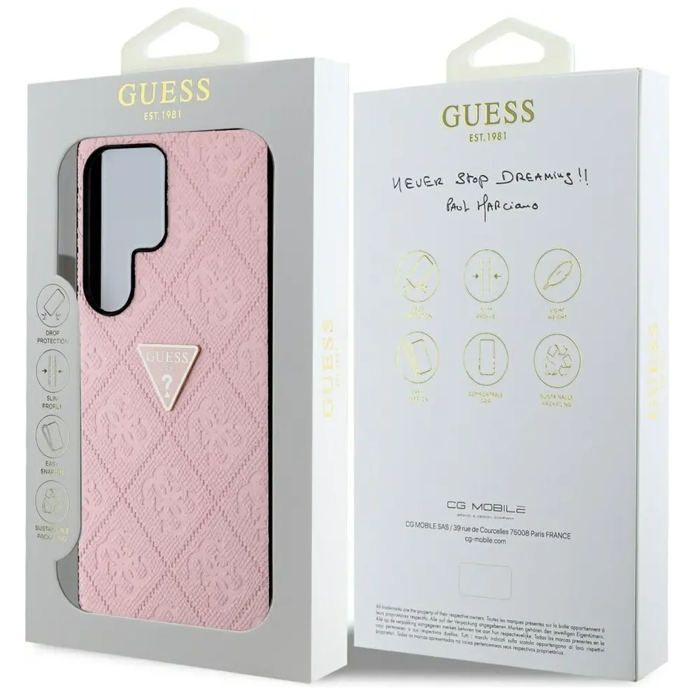 Wholesale Guess Hot Stamp 4G Pattern Triangle Metal Logo Samsung Galaxy S25 Ultra pink - GUE4344 - {ean13} - Hurt