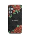 Hurtownia GSM - Guess Leder 4G Blumen Druck Metall Klassisches Logo MagSafe Samsung Galaxy S25 schwarz - GUE4345 - {ean13} - Hurt