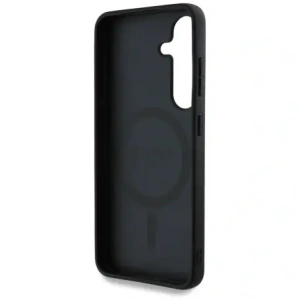 Hurtownia GSM - Guess Piele 4G Imprimare cu Flori Logo Metalic Clasic MagSafe Samsung Galaxy S25 negru - GUE4345 - {ean13} - Hurt