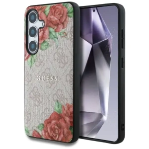 Hurtownia GSM - Guess Piele 4G Flori Imprimare Metal Logo Clasic MagSafe Samsung Galaxy S25 roz - GUE4346 - {ean13} - Hurt