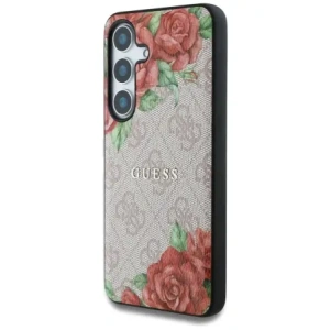 Hurtownia GSM - Guess Piele 4G Flori Imprimare Metal Logo Clasic MagSafe Samsung Galaxy S25 roz - GUE4346 - {ean13} - Hurt