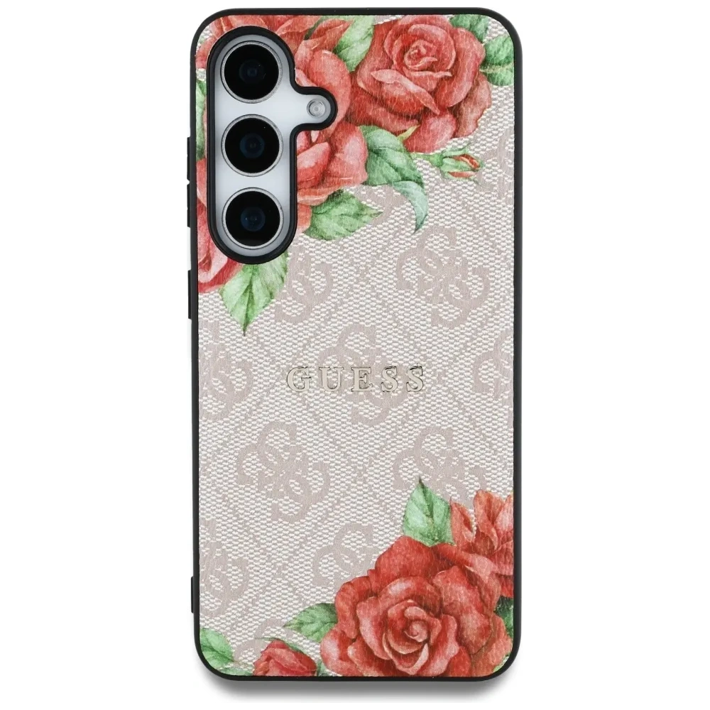 Hurtownia GSM - Guess Piele 4G Flori Imprimare Metal Logo Clasic MagSafe Samsung Galaxy S25 roz - GUE4346 - {ean13} - Hurt