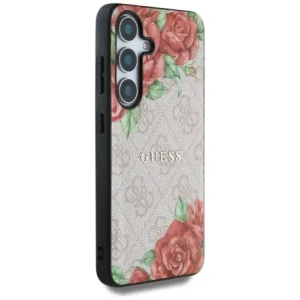 Wholesale Guess Leather 4G Flowers Print Metal Classic Logo MagSafe Samsung Galaxy S25 pink - GUE4346 - {ean13} - Hurt