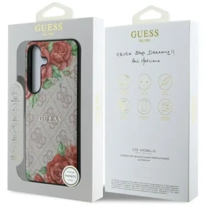 Hurtownia GSM - Guess Piele 4G Flori Imprimare Metal Logo Clasic MagSafe Samsung Galaxy S25 roz - GUE4346 - {ean13} - Hurt