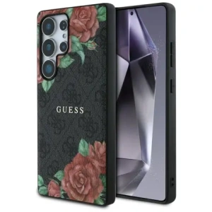 Hurtownia GSM - Guess Leder 4G Blumen Druck Metall Klassisches Logo MagSafe Samsung Galaxy S25 Ultra schwarz - GUE4347 - {ean13} - Hurt