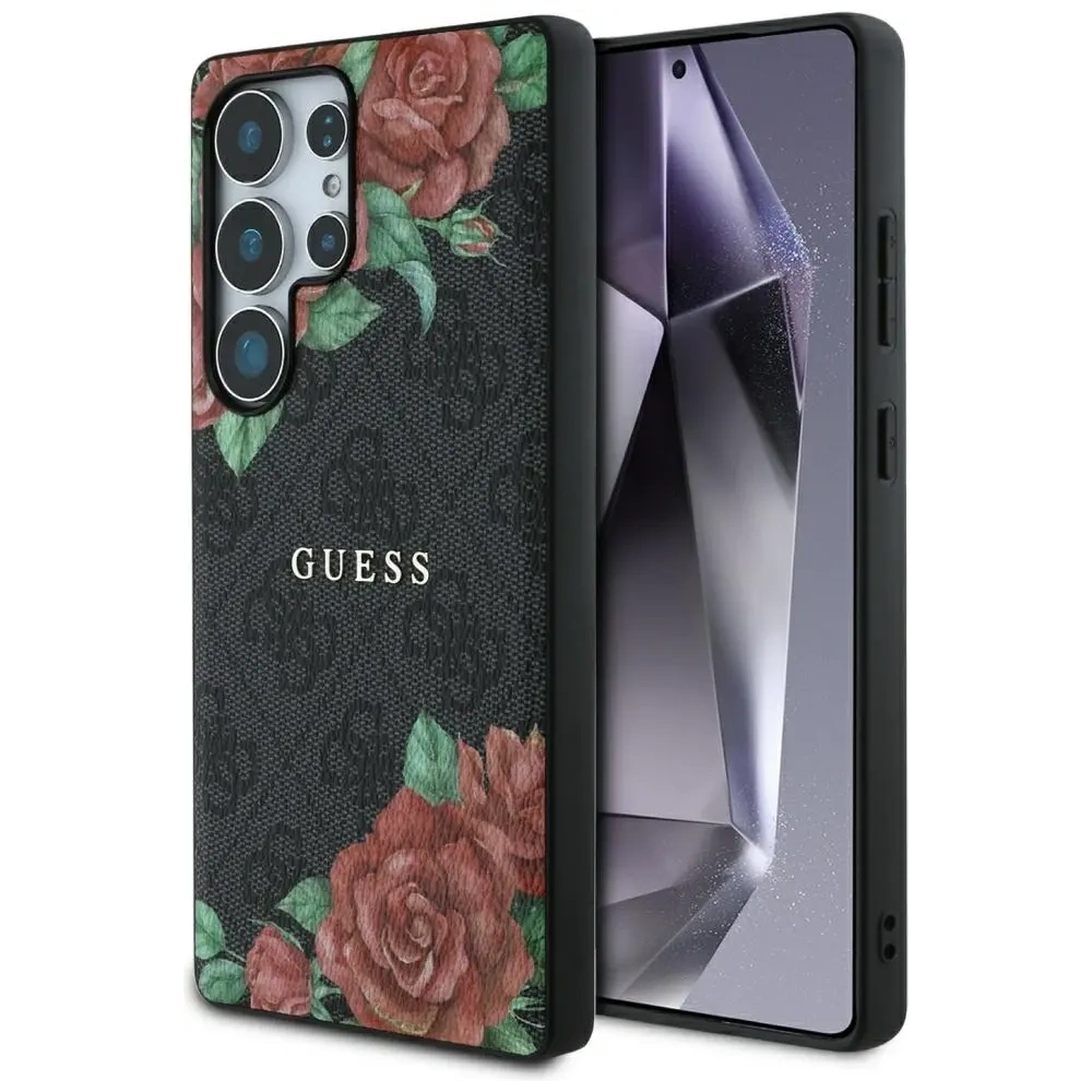 Wholesale Guess Leather 4G Flowers Print Metal Classic Logo MagSafe Samsung Galaxy S25 Ultra black - GUE4347 - {ean13} - Hurt