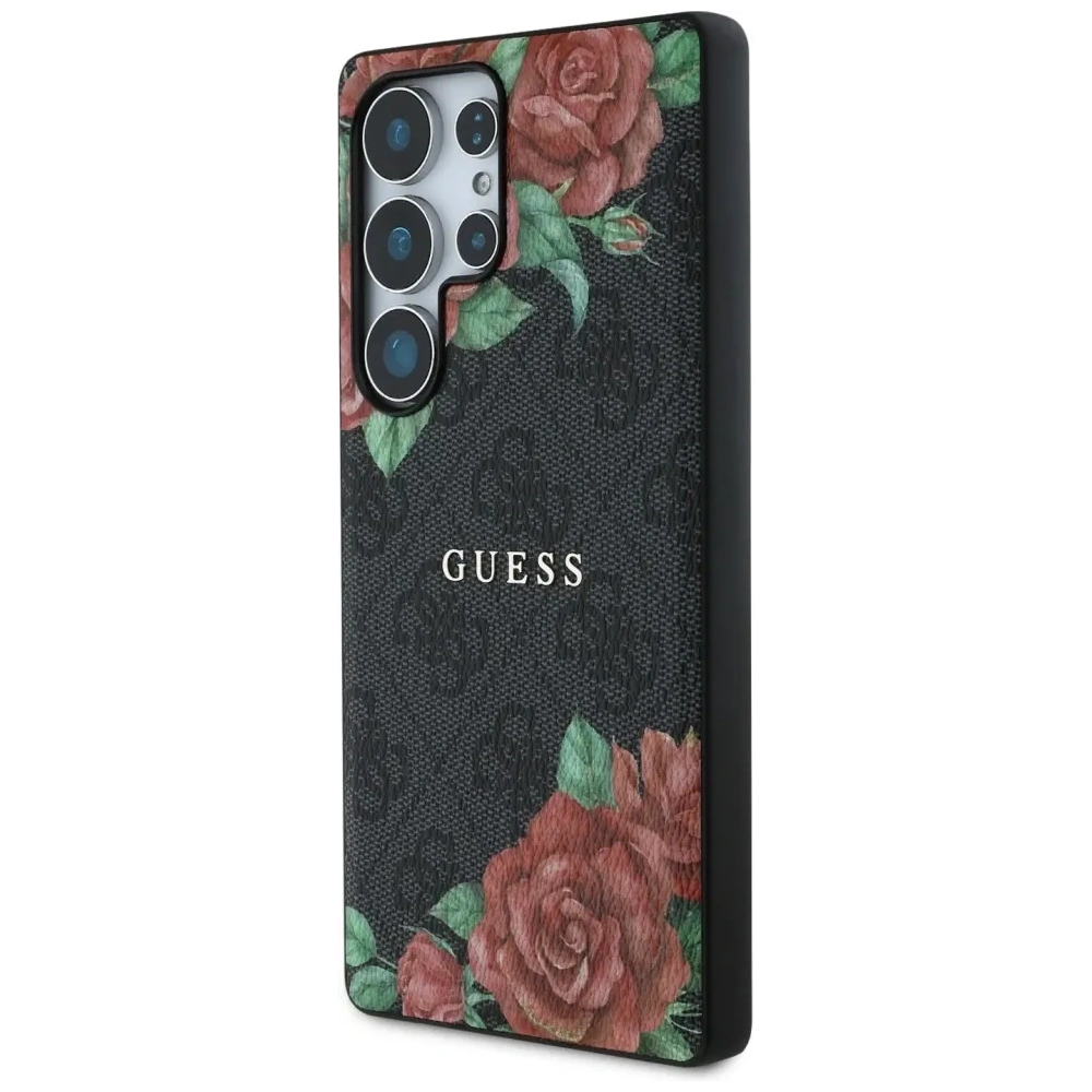 Wholesale Guess Leather 4G Flowers Print Metal Classic Logo MagSafe Samsung Galaxy S25 Ultra black - GUE4347 - {ean13} - Hurt