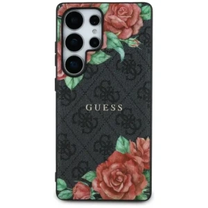 Hurtownia GSM - Guess Leder 4G Blumen Druck Metall Klassisches Logo MagSafe Samsung Galaxy S25 Ultra schwarz - GUE4347 - {ean13} - Hurt