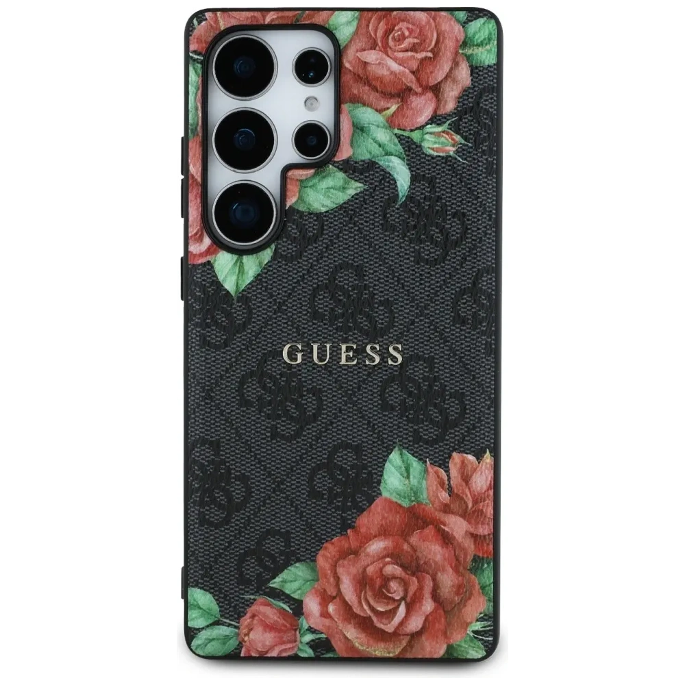 Wholesale Guess Leather 4G Flowers Print Metal Classic Logo MagSafe Samsung Galaxy S25 Ultra black - GUE4347 - {ean13} - Hurt