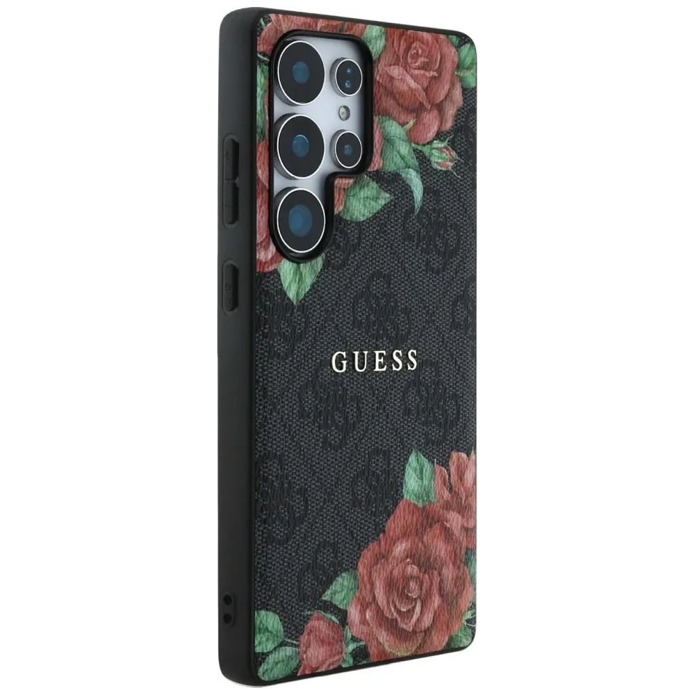 Wholesale Guess Leather 4G Flowers Print Metal Classic Logo MagSafe Samsung Galaxy S25 Ultra black - GUE4347 - {ean13} - Hurt