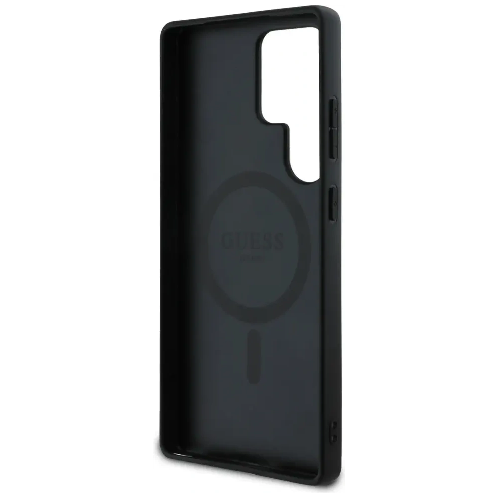 Wholesale Guess Leather 4G Flowers Print Metal Classic Logo MagSafe Samsung Galaxy S25 Ultra black - GUE4347 - {ean13} - Hurt