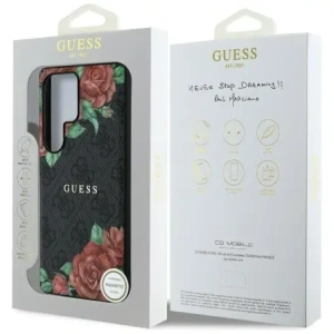 Hurtownia GSM - Guess Leder 4G Blumen Druck Metall Klassisches Logo MagSafe Samsung Galaxy S25 Ultra schwarz - GUE4347 - {ean13} - Hurt