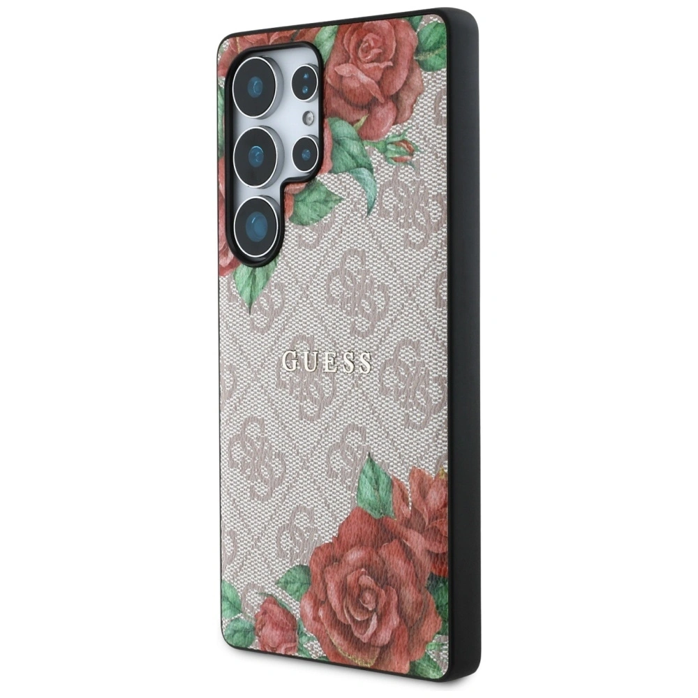 Hurtownia GSM - Guess Bőr 4G Virág Mintás Fém Klasszikus Logó MagSafe Samsung Galaxy S25 Ultra rózsaszín - 3666339449292 - {ean13} - Hurt