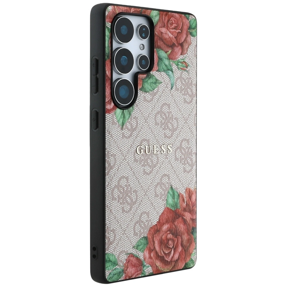Hurtownia GSM - Etui Guess Leather 4G Flowers Print Metal Classic Logo MagSafe Samsung Galaxy S25 Ultra różowy - 3666339449292 - {ean13} - Hurt