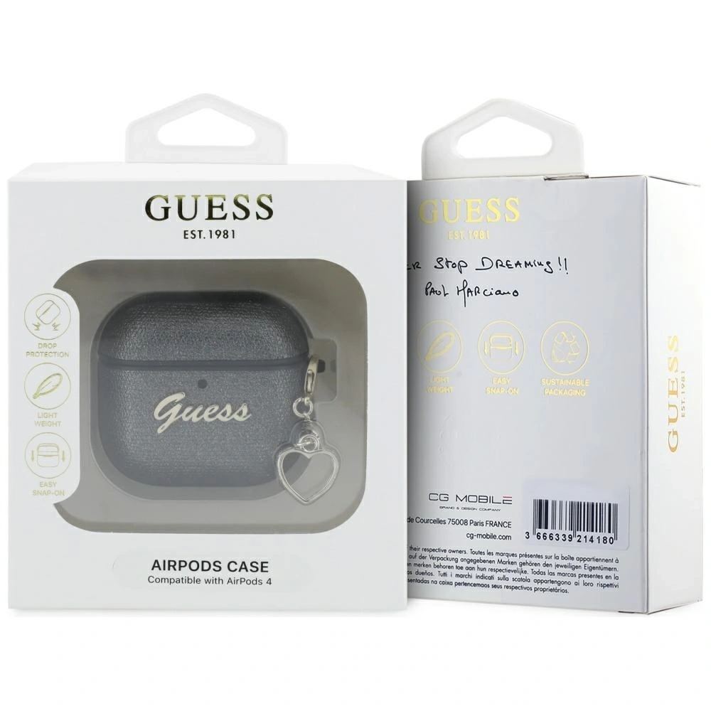 Hurtownia GSM - Etui Guess Metallic Script Charm do Apple AirPods 4 černé - 3666339452032 - {ean13} - Hurt