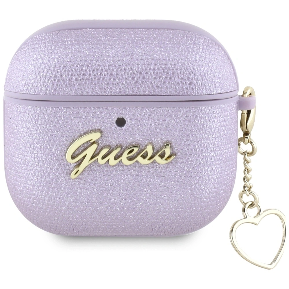 Wholesale Guess Metallic Script Charm Apple AirPods 4 purple - 3666339452063 - {ean13} - Hurt
