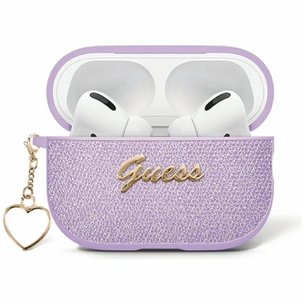 Wholesale Guess Metallic Script Charm Apple AirPods 4 purple - 3666339452063 - {ean13} - Hurt