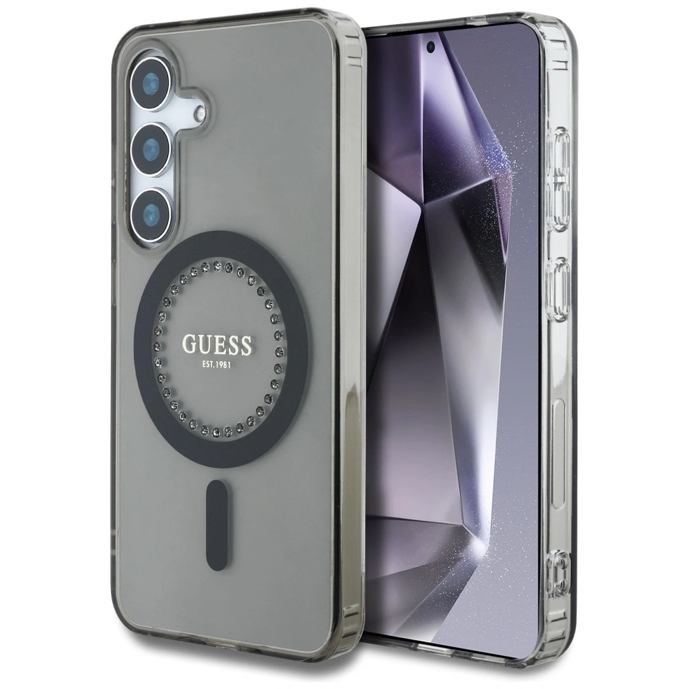 Wholesale Guess Rhinestones Printed Classic Logo MagSafe Samsung Galaxy S25 black - 3666339449520 - {ean13} - Hurt