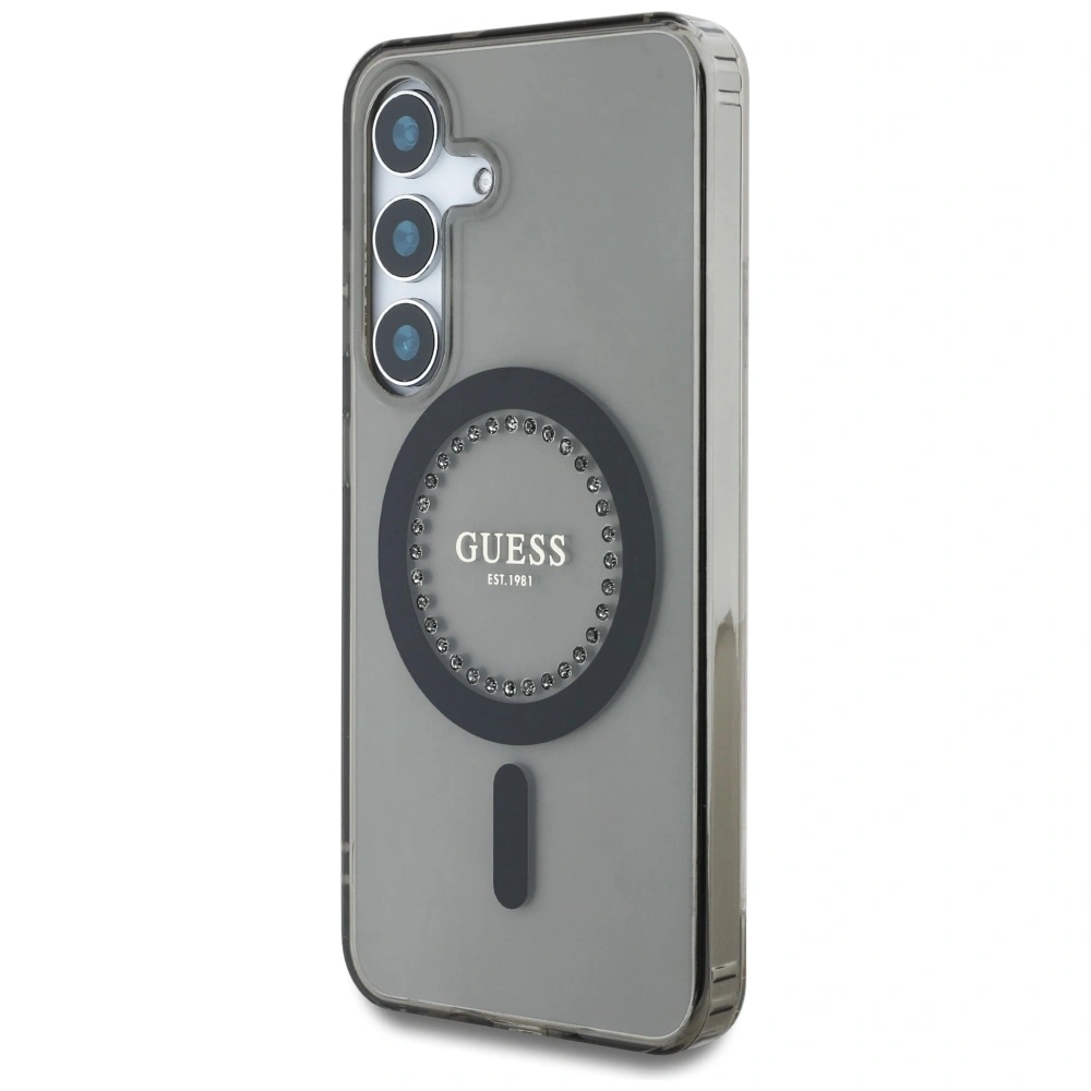 Wholesale Guess Rhinestones Printed Classic Logo MagSafe Samsung Galaxy S25 black - 3666339449520 - {ean13} - Hurt