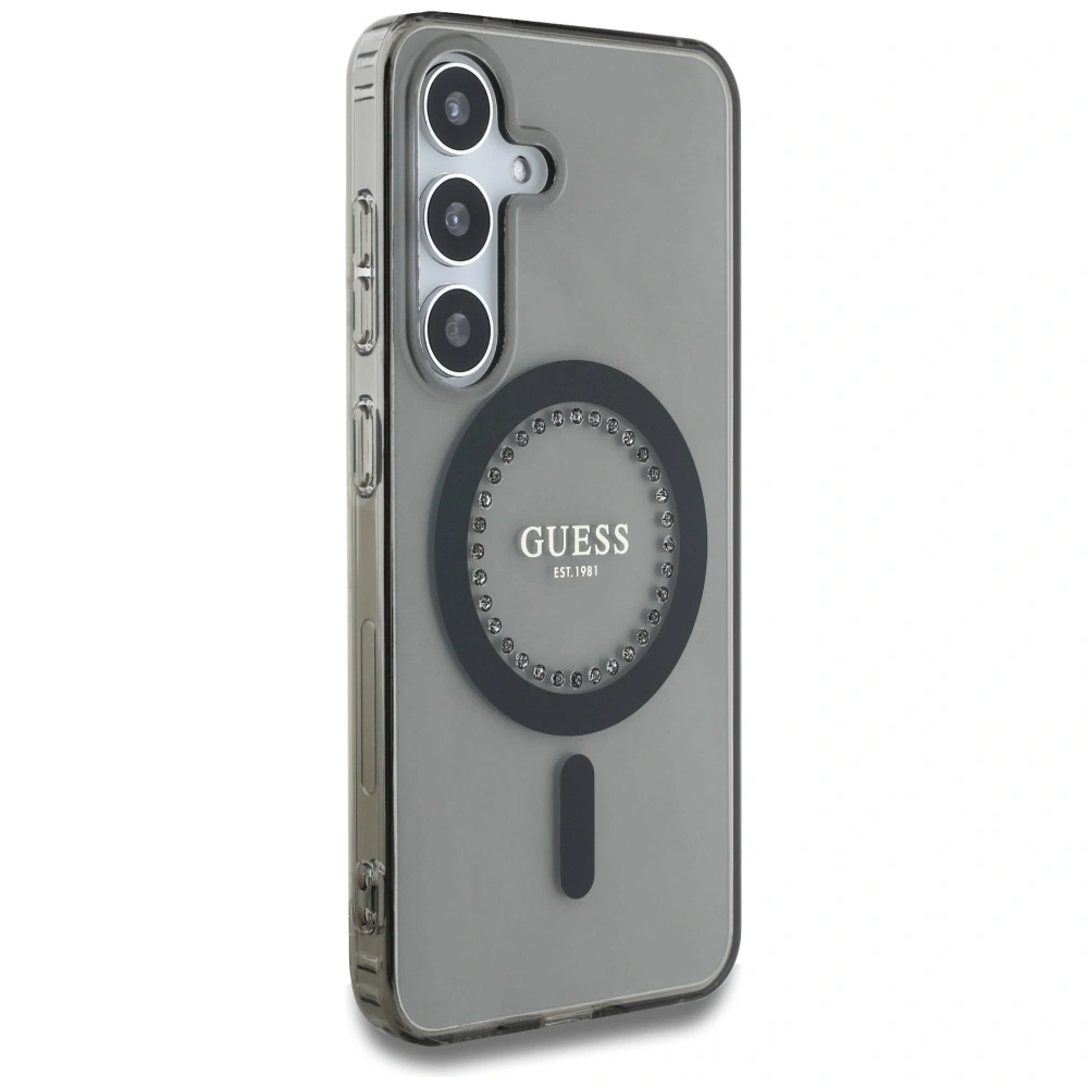 Wholesale Guess Rhinestones Printed Classic Logo MagSafe Samsung Galaxy S25 black - 3666339449520 - {ean13} - Hurt
