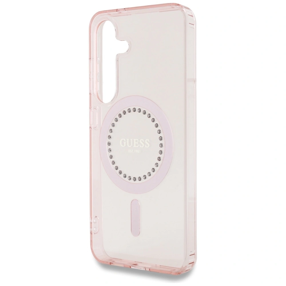 Wholesale Guess Rhinestones Printed Classic Logo MagSafe Samsung Galaxy S25 pink - 3666339449544 - {ean13} - Hurt