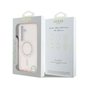 Hurtownia GSM - Guess Rhinestones Imprimat Logo Clasic MagSafe Samsung Galaxy S25 roz - 3666339449544 - {ean13} - Hurt