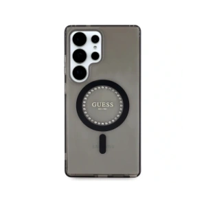 Wholesale Guess Rhinestones Printed Classic Logo MagSafe Samsung Galaxy S25 Ultra black - 3666339449537 - {ean13} - Hurt