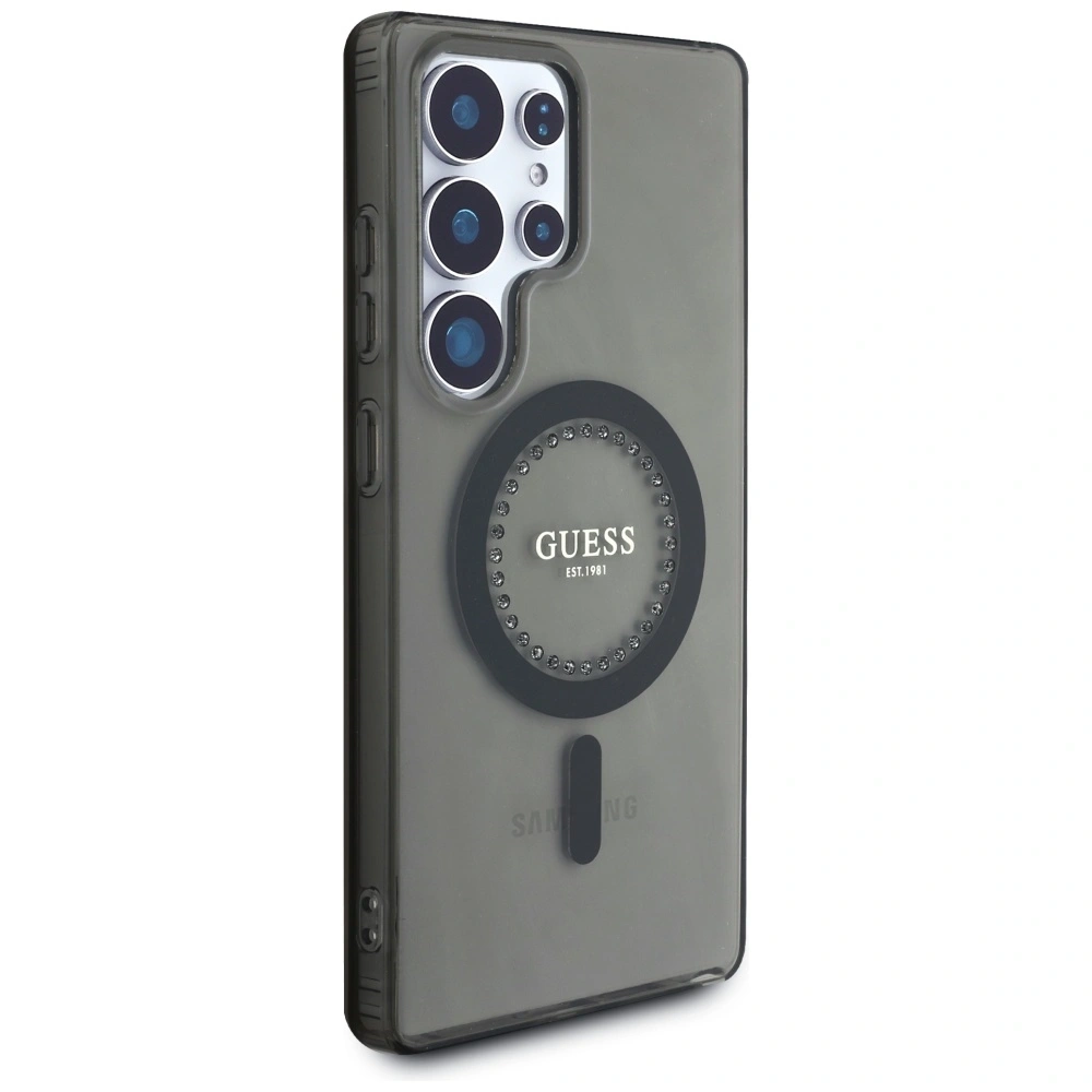 Wholesale Guess Rhinestones Printed Classic Logo MagSafe Samsung Galaxy S25 Ultra black - 3666339449537 - {ean13} - Hurt