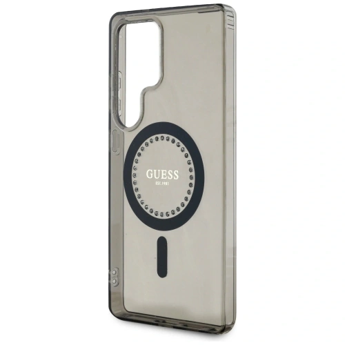 Etui Guess Rhinestones Printed Classic Logo MagSafe Samsung Galaxy S25 Ultra czarny