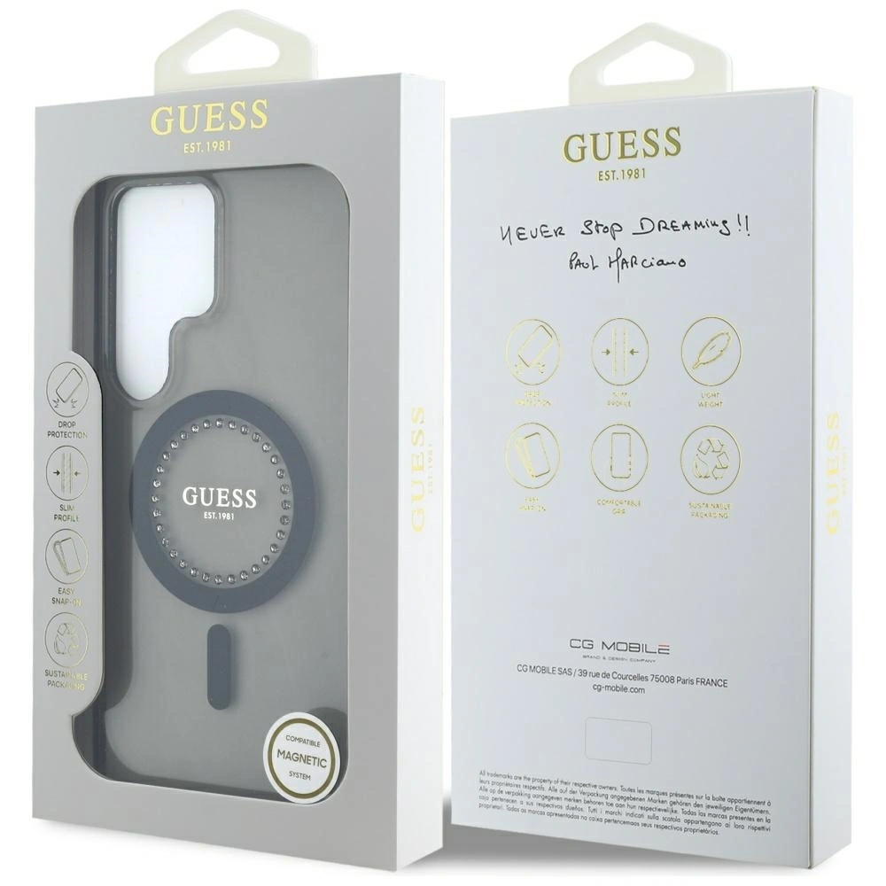 Wholesale Guess Rhinestones Printed Classic Logo MagSafe Samsung Galaxy S25 Ultra black - 3666339449537 - {ean13} - Hurt