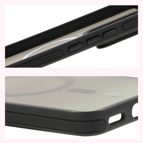 Etui z podstawką i pierścieniem magnetycznym Bizon Case Eclipse do Xiaomi 14T przydymione z czarną ramką